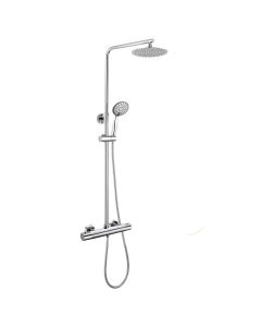 Kibath columna ducha termost&aacute;tica redonda de 75-125 cm cromo brillo