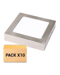 Pack 10x plafones LED 12w 3000k cuadrado niquel
