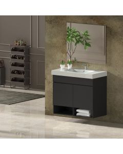 Mueble de baño nebari, lavabo y espejo 60x35cm con cajón grafito