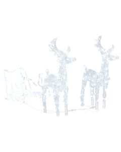 vidaXL decoración navideña renos y trineo acrílico 160 LEDs 130 cm