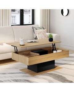 Mesa baja elevable eden bi-material marrón/negro - 110x60x40/53 cm