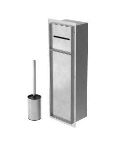 Soporte para escobilla de wc empotrado acero plateado 60x20cm con tapa