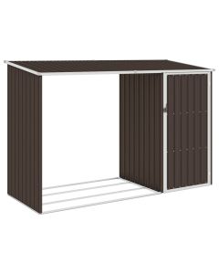 vidaXL cobertizo de jardín leña marrón acero galvanizado 245x98x159cm