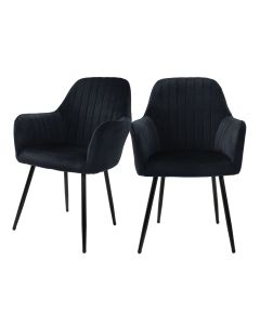 2x silla de comedor/salón asiento ergonómico de terciopelo negro