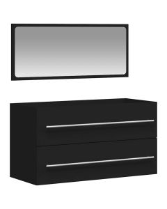 vidaXL armario de baño con espejo madera de ingeniería negro