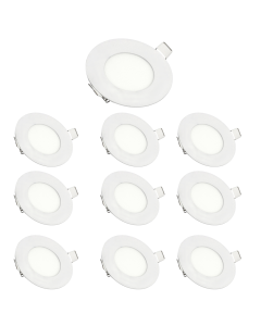 Pack x10 downlight LED 3w blanco frío 6000k redondo empotrar blanco