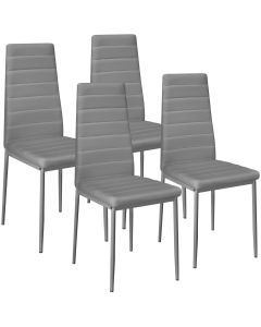 4 sillas de comedor con acolchado, polipiel, 41 x 45 x 98.5 cm, gris