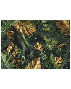 Papel pintado pared hojas oro verde 300x210 fotomurales dormitorio