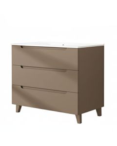 Móveis banho lavatório, victoria 100x45 cm moka fosco 3 gavetas pés