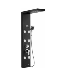 Panel de ducha hidromasaje - auralum - negro - pantalla lcd - acero inoxida