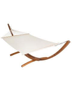 Tectake hamaca doble resistente de madera 200kg, 415x150x124cm blanco