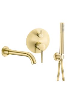 Valaz grifo de bañera monomando dorado cepillado con caño de 21cm