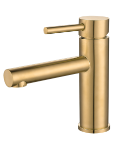 Valaz grifo de lavabo monomando redondo caño recto dorado cepillado