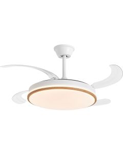 Ventilador de techo con luz LED COSMOS | Aspas retráctiles | Blanco-Taupe