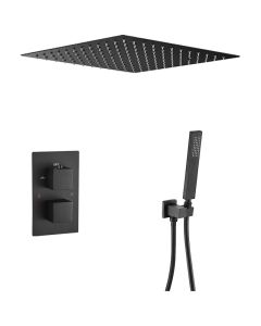 Valaz ducha encastrada termostática a ras techo cuadrada negro mate - 30cm