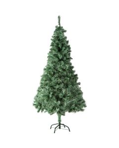 Árbol de navidad artificial de color verde con soporte metálico, verde