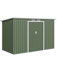 Caseta de jardín 280x130x172 cm acero galvanizado, pp color verde Outsunny