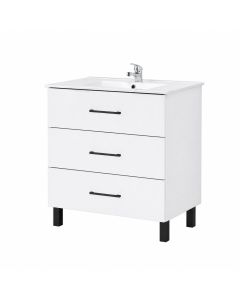 Conjunto mueble de ba&ntilde;o y lavabo Levi color blanco y negro 80x45cm Jumar