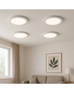 Pack 4 plafones LED redondo blanco 22cm 18W luz neutra