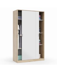 Armario puertas correderas blanco y roble 200x120 cm