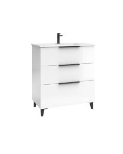 Mueble de ba&ntilde;o Agneta color blanco brillo asim&eacute;trico 80x45cm Algicocina