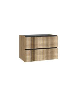 Mueble de ba&ntilde;o suspendido Fabia 80cm color roble y negro 80x45cm Algicocina