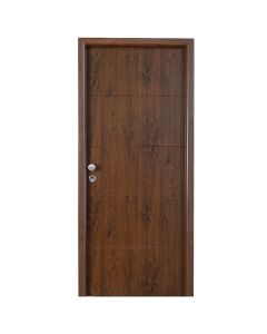 Puerta de entrada metálica Line roble izquierda 210x91cm