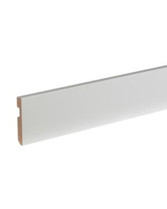 Pack 5 rodapies madera blanco con pasacables 223x9x1,5cm
