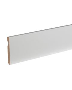 Pack 5 rodapies madera blanco con pasacables 223x12x1,5cm
