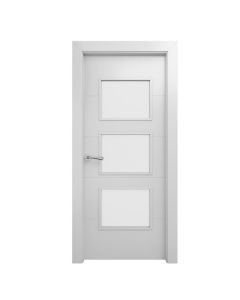 Puerta de Interior Ons blanca acristalada 72,5cm derecha con tapajuntas