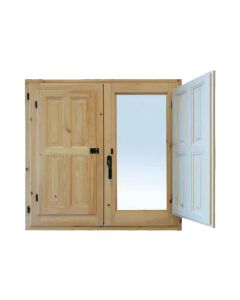 Ventana de madera practicable 80 x 80 cm con postigo climalit