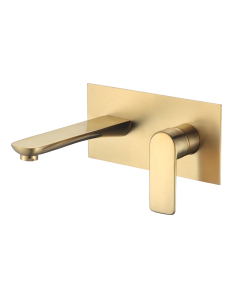 Valaz grifo de lavabo embellecedor cuadrado dorado cepillado caño de 21cm