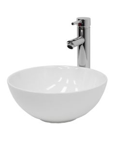 Lavabo cerámico redondo 350 x 350 x 120 mm blanco ecd germany
