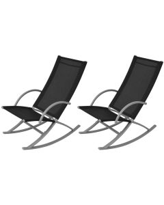 vidaXL sillas mecedoras de jardín 2 unidades acero y textilene negro