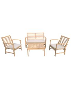 Conjunto de muebles de jardín de acacia goa de 4 plazas cojines arena