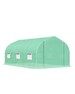 Invernadero 450x300x205 cm acero, pe color verde Outsunny
