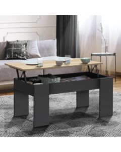 Mesa de centro elevable negra de madera de haya - 100 cm