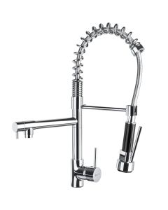 Grifo de cocina con presión alta y alcachofa extraíble, plata