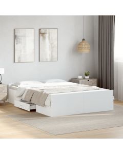 Cama 120x190 cm con cajones madera de ingeniería blanco