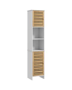 Columna de baño 35x30x170 cm mdf, bambú color blanco Homcom, hogar - baño