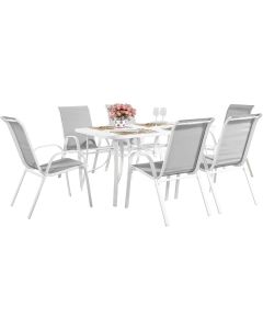 Conjunto de jardín mesa + 6 sillas de textileno "córdoba"  - gris