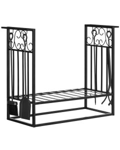 Estante para leña 75x30x60 cm metal Homcom, hogar - climatización