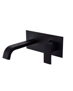 Valaz grifo de lavabo empotrado cuadrado negro mate con caño 21cm
