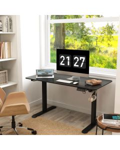 Escritorio elevable eléctrico para oficina madera negro 72-116x140x70cm