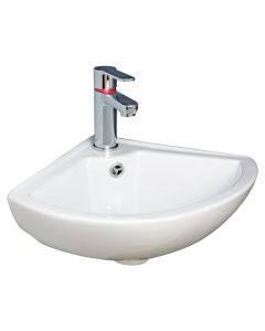 Ondee - lavamanos de angulo pivoine - blanco - 46x41,5cm - con rebosadero