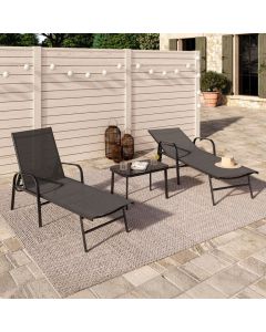 Tumbonas reclinables fidji - lote de 2 - acero negro - gris antracita