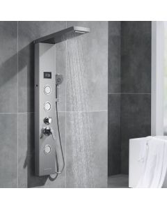 Columna de ducha de hidromasaje en panel de ducha de acero inoxidable con 5