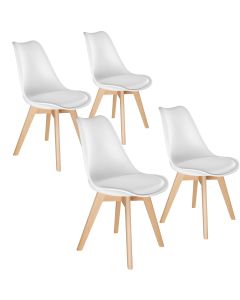 4 sillas de comedor, asiento acolchado, ergonómicas y estables, blanco