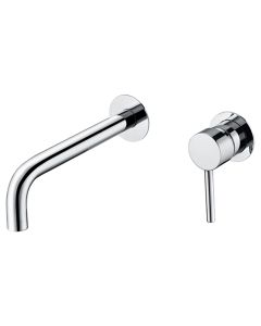 Valaz grifo lavabo empotrado redondo cromado con caño de 21cm fino y fijo