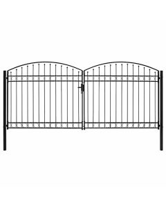 vidaXL puerta de valla assen de doble puerta con arco superior de acero,